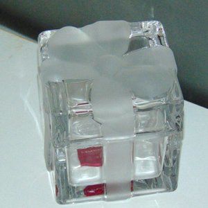 SOLD  Clear Square Crystal Gift Box w/ Frosted Bow Lid Mikasa Celebrations NIB
